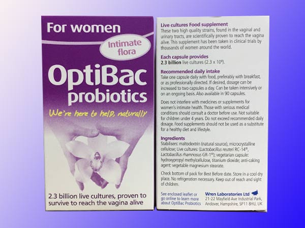 Mặt sau Men vi sinh Optibac Probiotics 